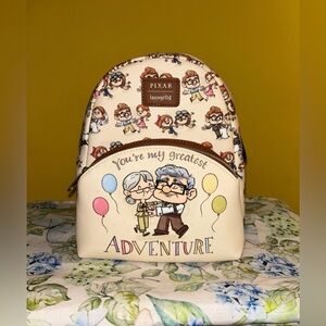 Loungefly X Pixar UP Greatest Adventure Mini Backpack - Cream. NWT.
